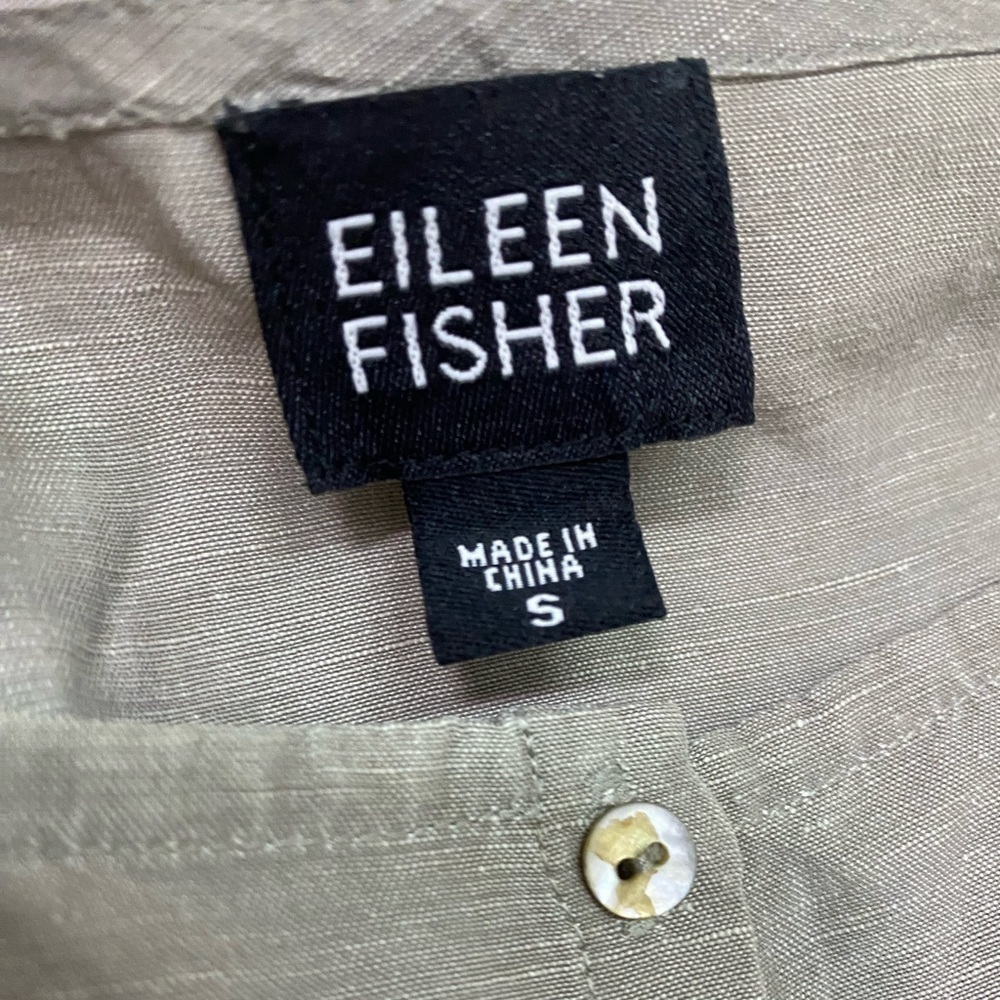 Eileen Fisher - Mandarin collar button down silk linen blouse - Picture 3 of 9